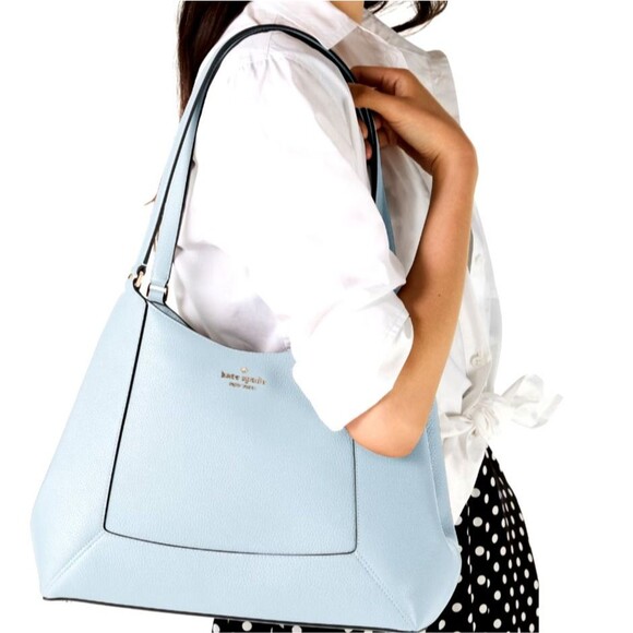 New Kate Spade Lena Large Triple Compartment Shoulder Bag Crisp Sky - Picture 3 of 5